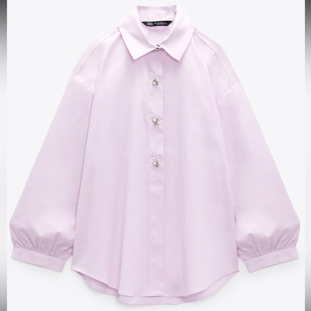 Zara Light Purple Blouse with Embellished Buttons